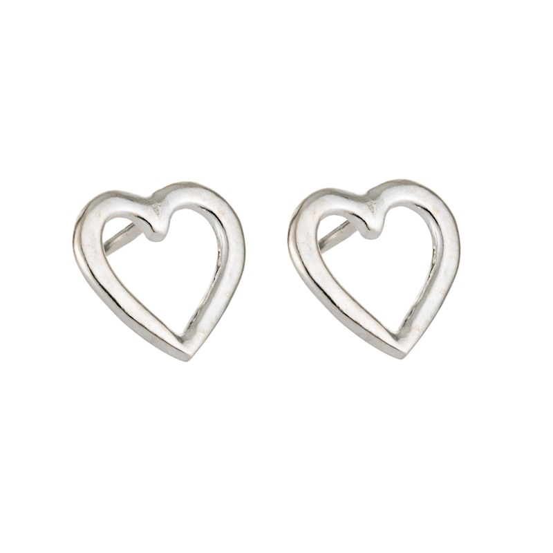Thumbnail of Sterling Silver Open Mini Heart Stud Earrings image
