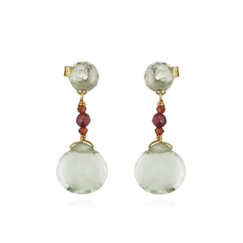 Thumbnail of Green Amethyst And Garnet Drop Earrings image