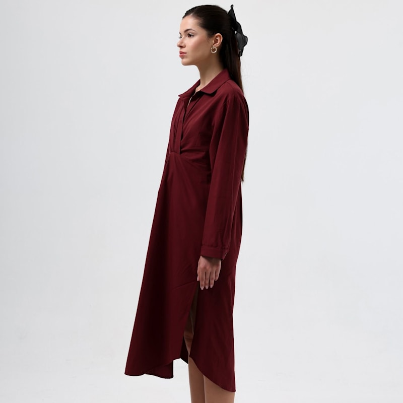 Thumbnail of Jose Twist Shirt Dress - Burgundy image