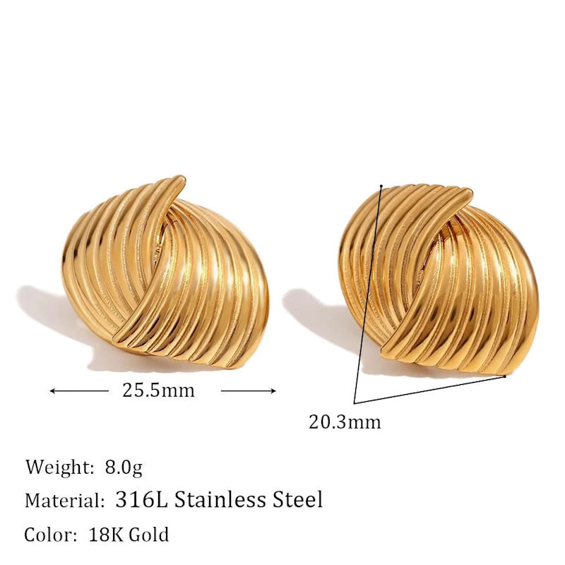 Thumbnail of Gold Knot Ribbed Vintage Earrings image