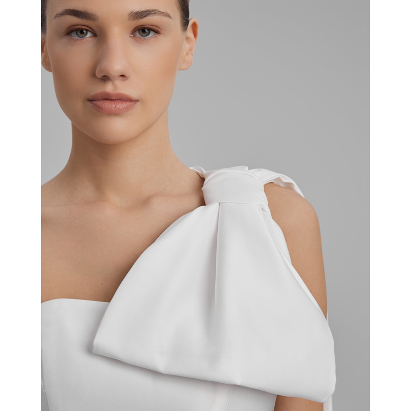 Thumbnail of Joy Dress + Cape Bow | Strapless Mini In White image