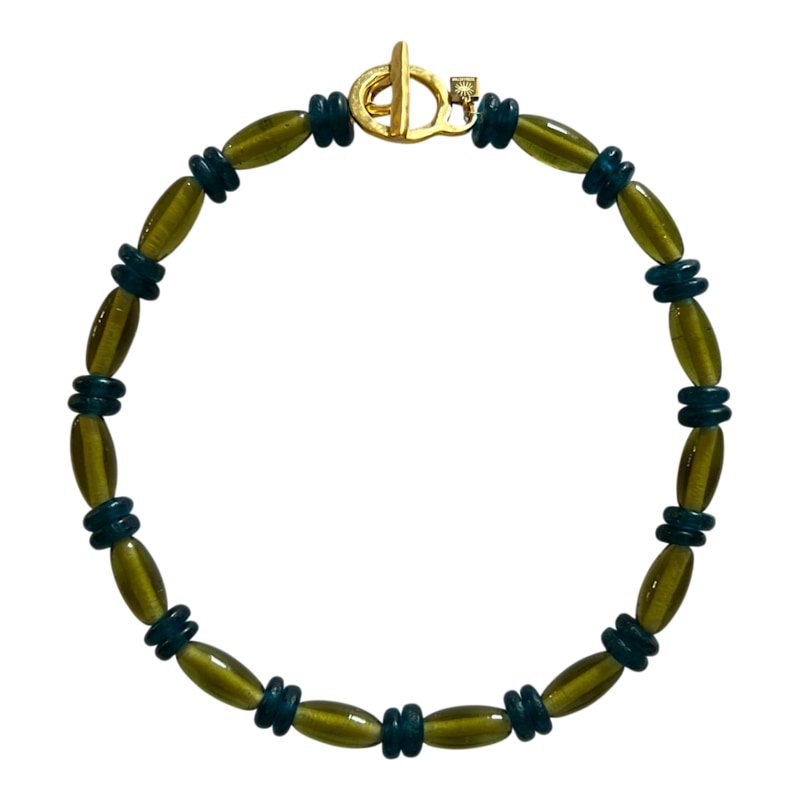 Thumbnail of Joy Olive Green & Teal Beaded Necklace image