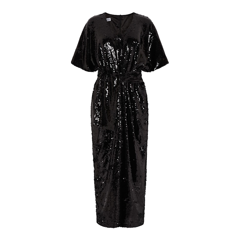 Thumbnail of Black Sequin Palazzo Jumpsuit With Satin Lining & Detachable Belt image