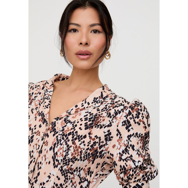 Thumbnail of Julia Button Down Snakeskin Print Maxi Dress In Brown image