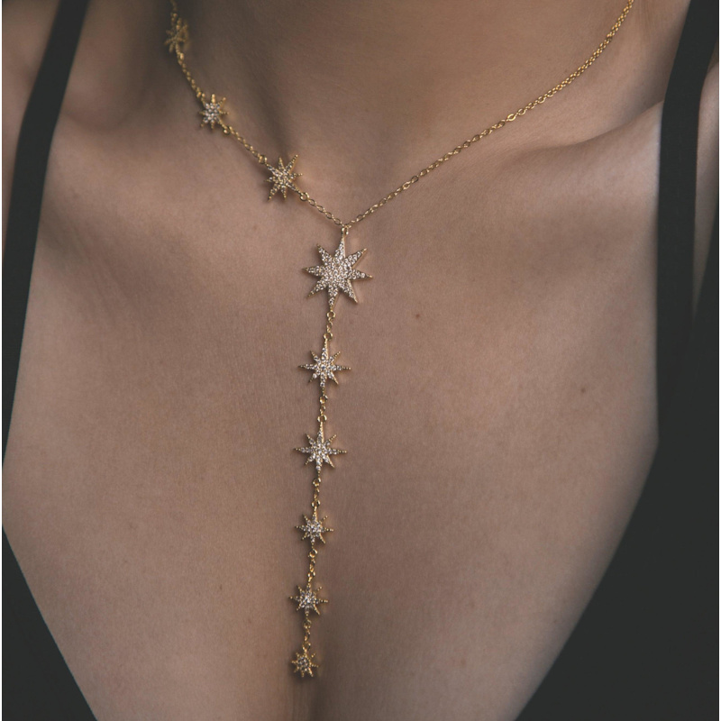 Juliet Star Burst Y Drop Necklace | Gold Plated | LUNA CHARLES