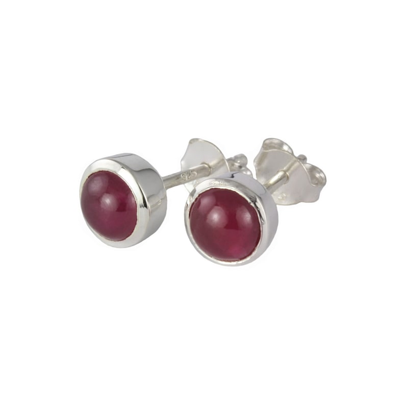 Thumbnail of July Birthstone Earrings – Ruby In Sterling Silver image