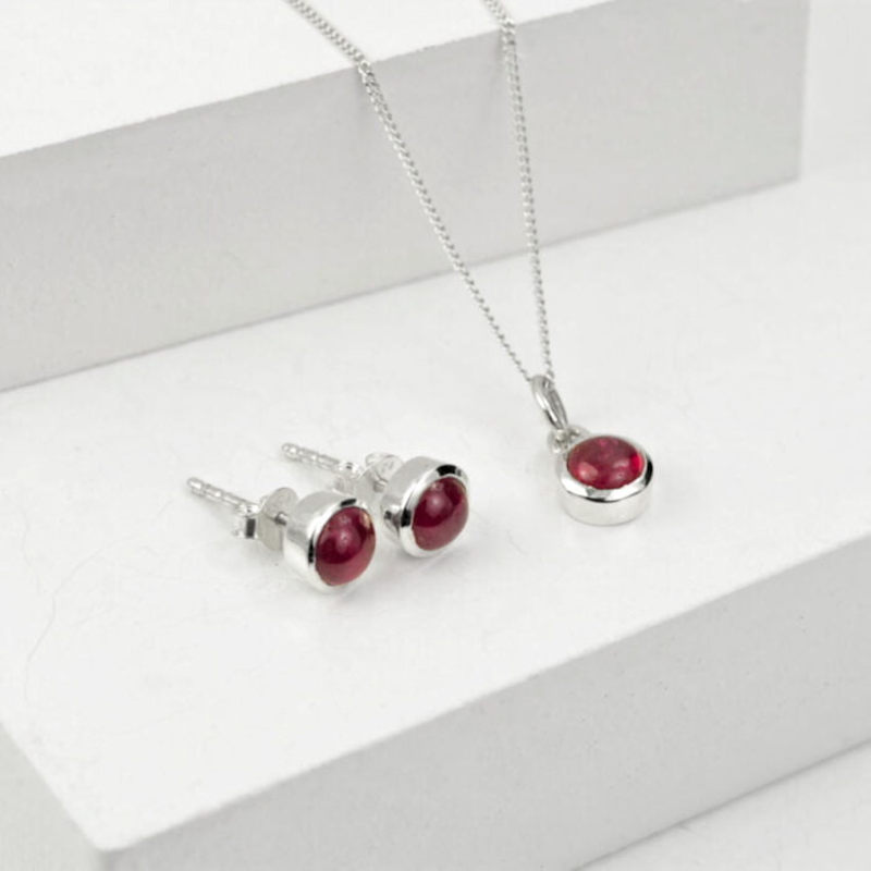 Thumbnail of July Birthstone Jewellery Set In Sterling Silver-Ruby image