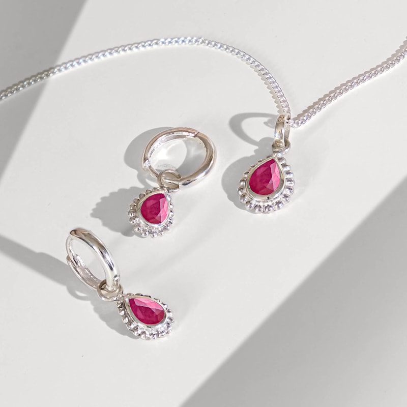 Thumbnail of July Birthstone Sterling Silver Necklace - Ruby image