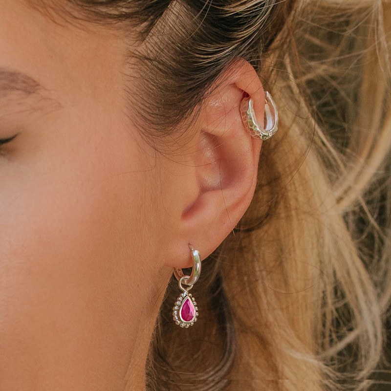 Thumbnail of July Birthstone Sterling Silver Necklace And Earring Set - Ruby image