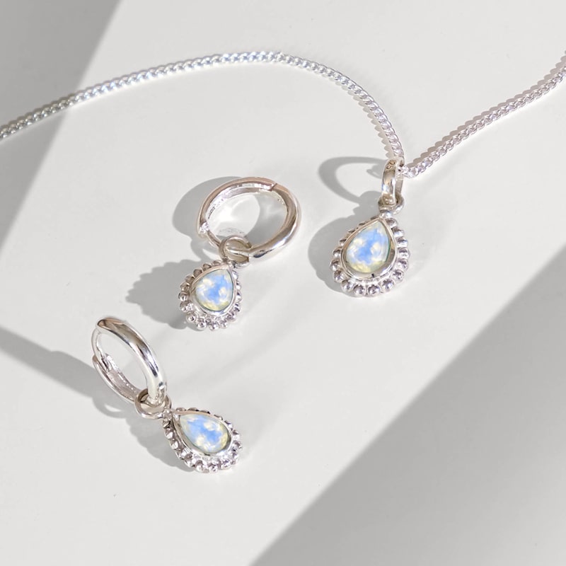 Thumbnail of June Birthstone Sterling Silver Necklace - Moonstone image