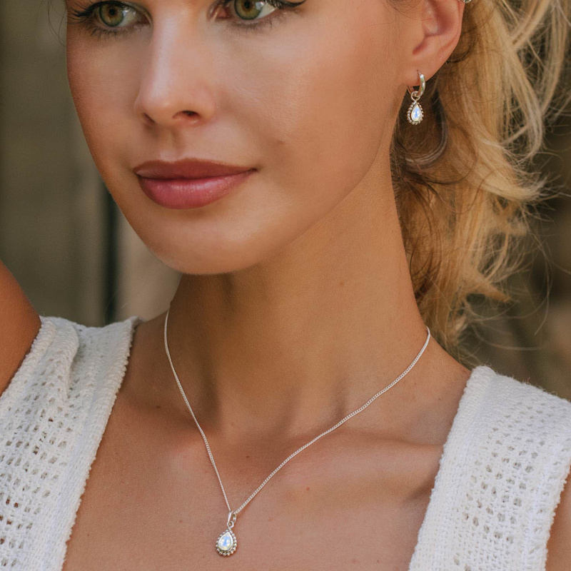 Thumbnail of June Birthstone Sterling Silver Necklace - Moonstone image