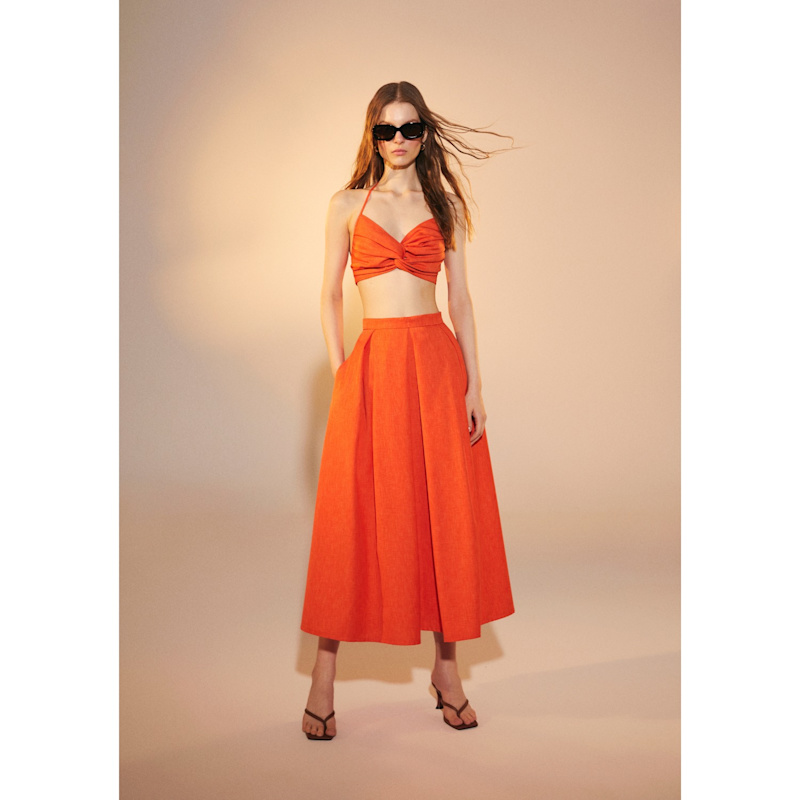 Thumbnail of June Midi Skirt In Spicy Orange image