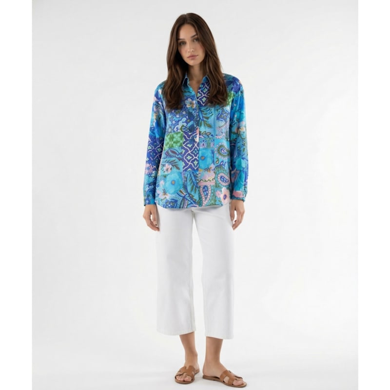 Thumbnail of June Silk Blouse - Azure image
