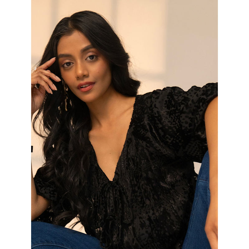 Thumbnail of Juniper Black Snake Velvet Blouse image