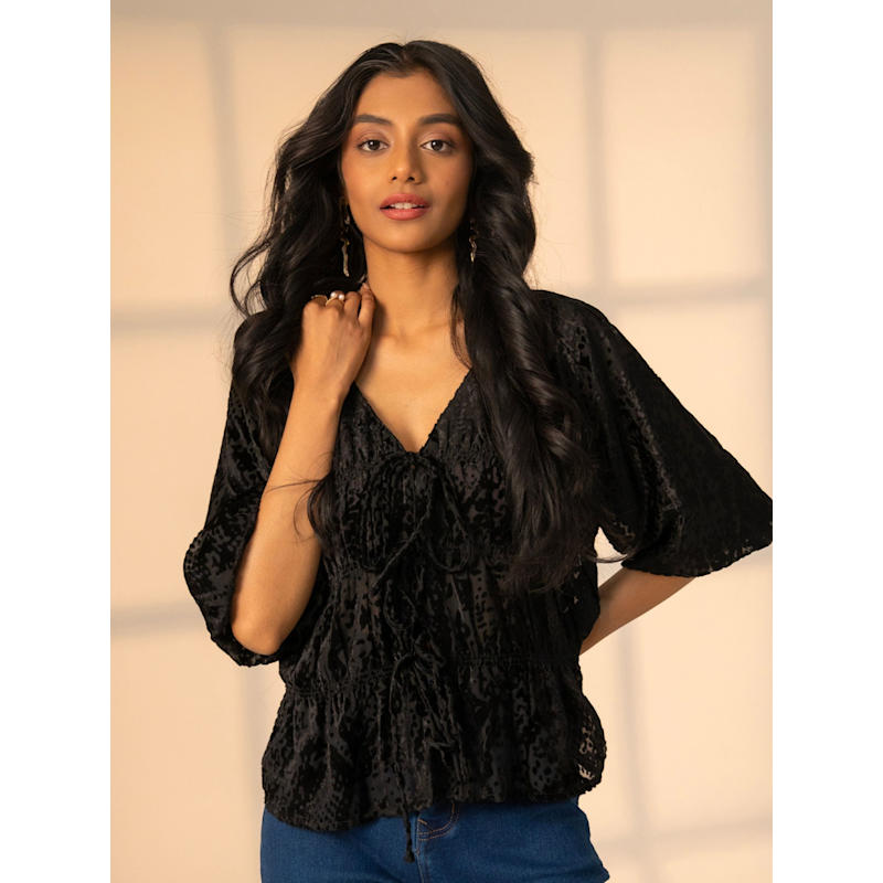 Thumbnail of Juniper Black Snake Velvet Blouse image