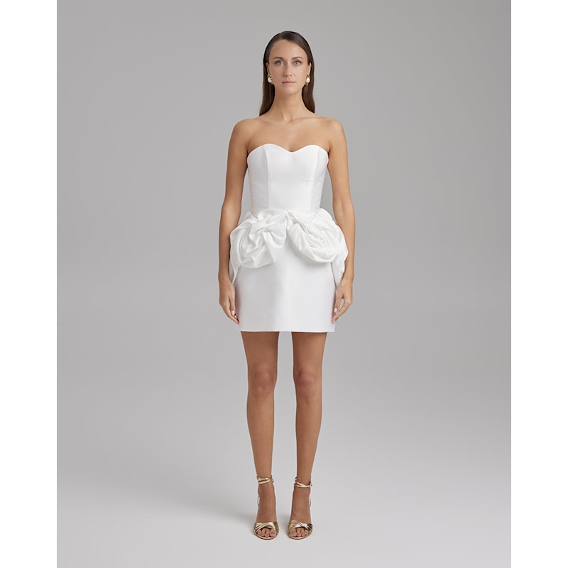Thumbnail of Juno Dress + Rose Waist Sash | Strapless Mini In White image