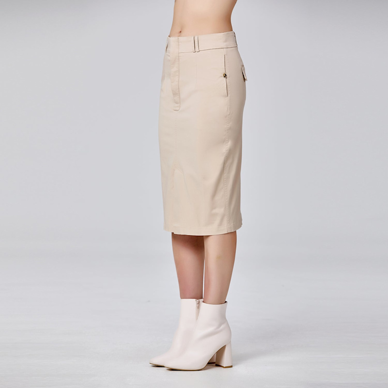 Thumbnail of Pencil Cotton  Skirt - Beige image