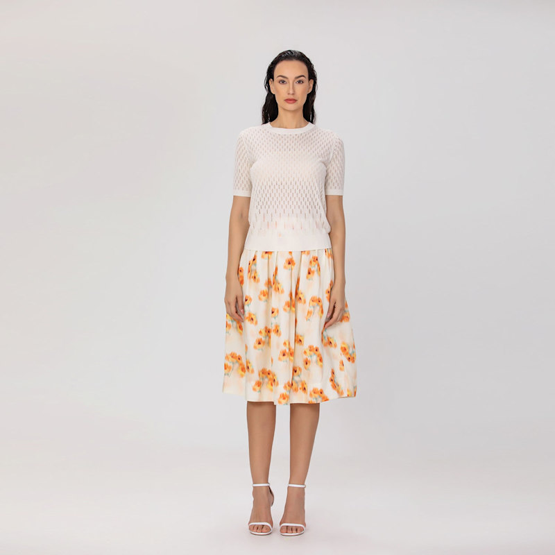 Thumbnail of Flowy Mid-Length Skirt With Flowers image