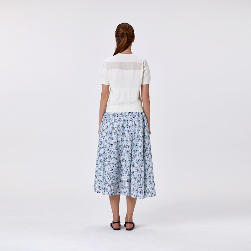 Thumbnail of Cotton Midi Skirt With Floral Print Pink image