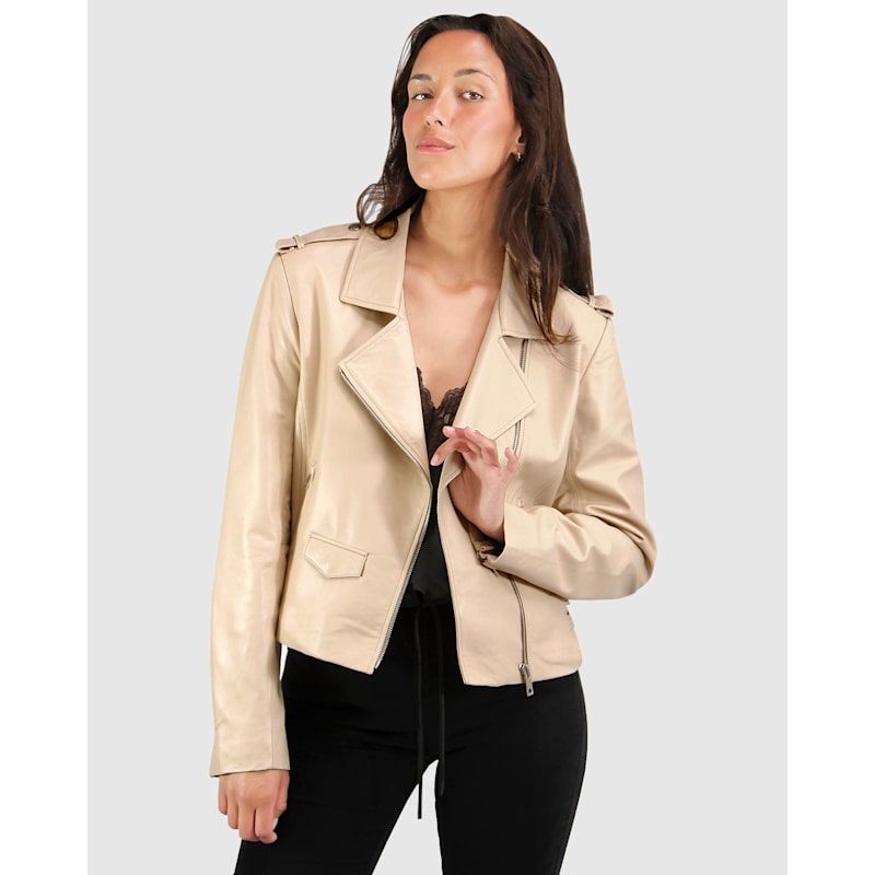 Thumbnail of Just Friends Leather Jacket - Sand image