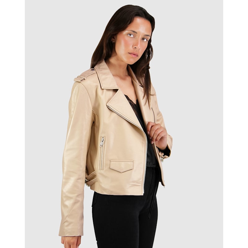 Thumbnail of Just Friends Leather Jacket - Sand image