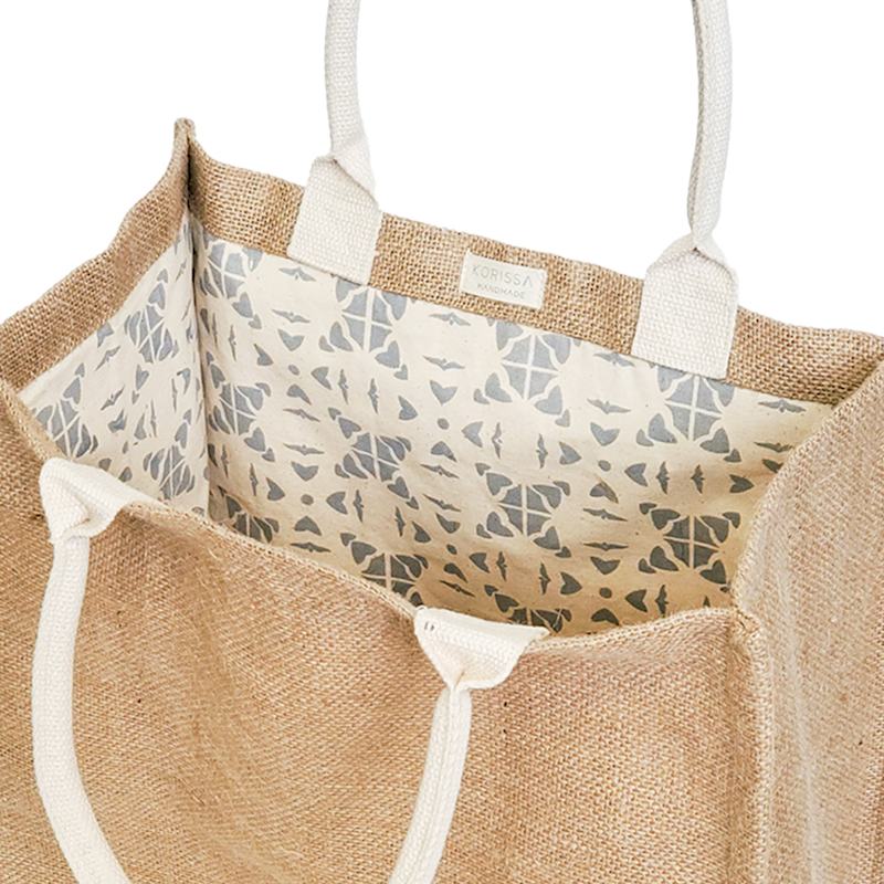 Thumbnail of Jute Canvas Gift Bag With Pompom - Large image