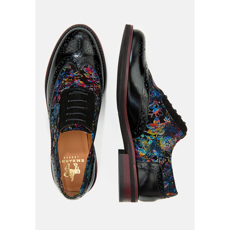 Thumbnail of Vivienne - Black Flower - Womens Oxford Shoes image