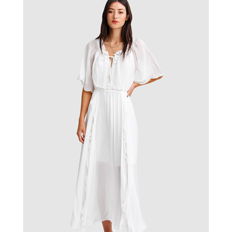 knee length dresses for ladies Amour Amour Ruffled Midi Dress