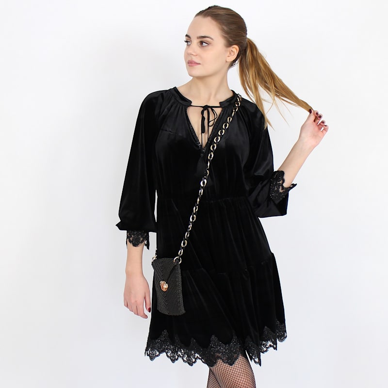 Thumbnail of Black Velvet Mini Dress image