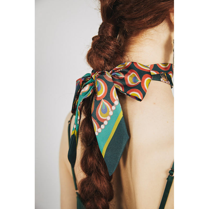 Thumbnail of "Peacock" Silk Twilly Neck Bow image