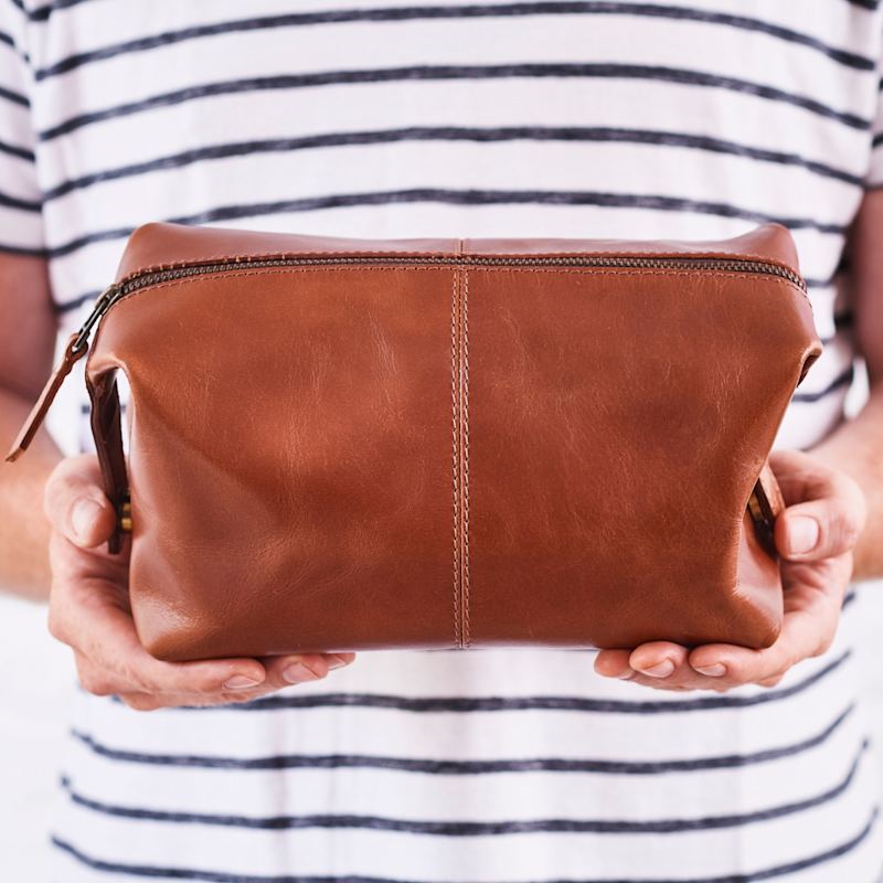 Thumbnail of Classic Tan Leather Wash Bag image