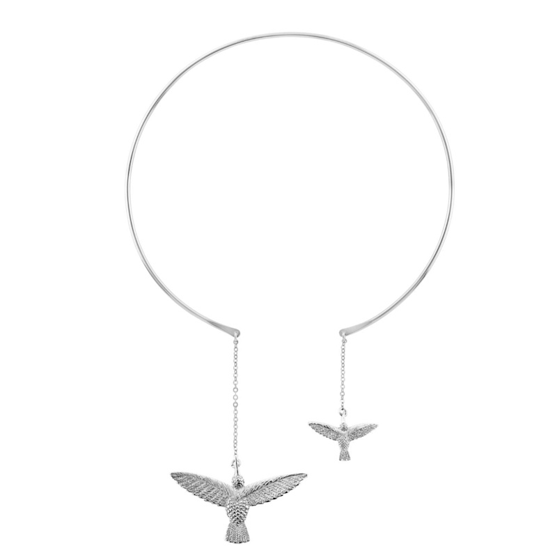 Thumbnail of Choker Two Hummingbirds Silver image