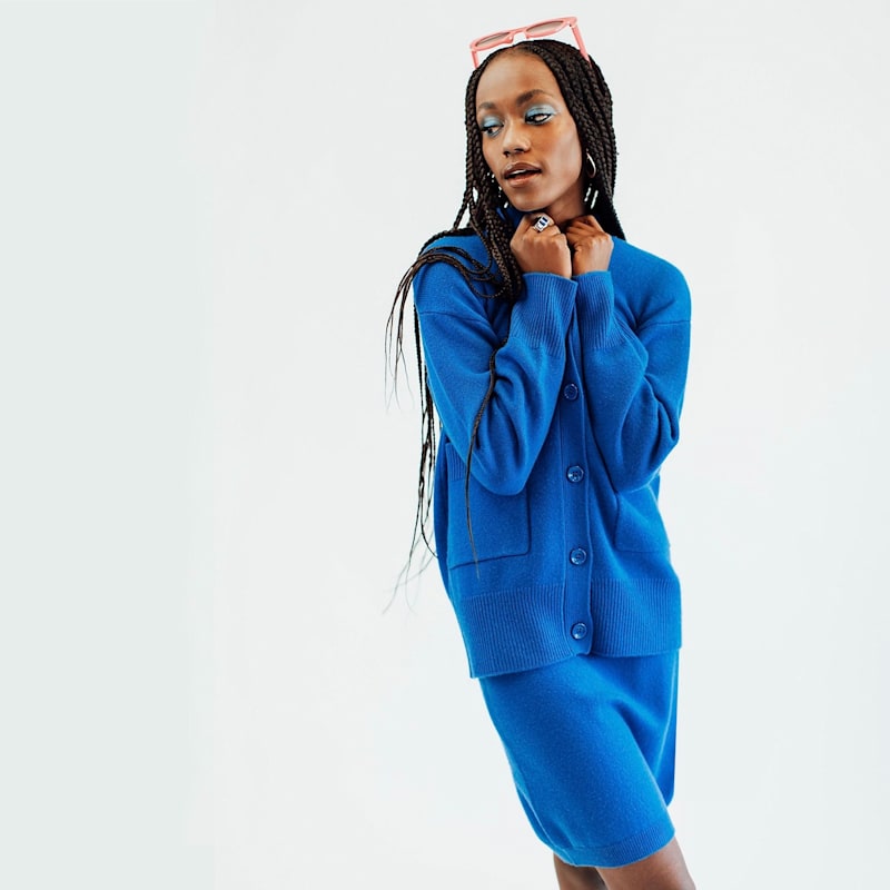 Thumbnail of Cashmere V-Neck Cardigan - Cobalt image
