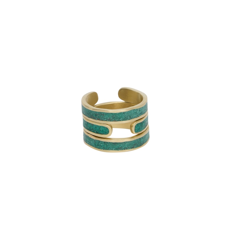 Kaa Mala - Handcrafted Brass Ring With Malachite Inlay | ZEWORKS | Wolf ...