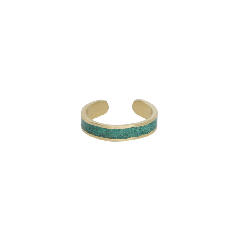 Kaa Mala - Handcrafted Brass Ring With Malachite Inlay | ZEWORKS | Wolf ...