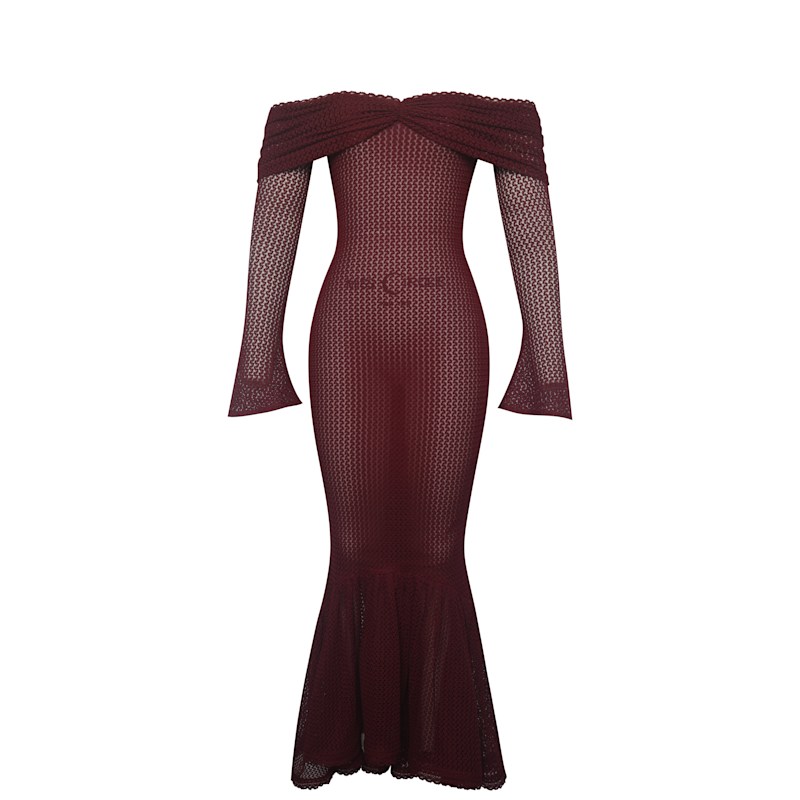burgundy leather dress long sleeve Lila | Faux Plunge-Neck Maxi With Split – Club L London Style:Casual Dress a captivating blend of Color:Burgundy Black Stacees Peacock Chiffon Bridesmaid