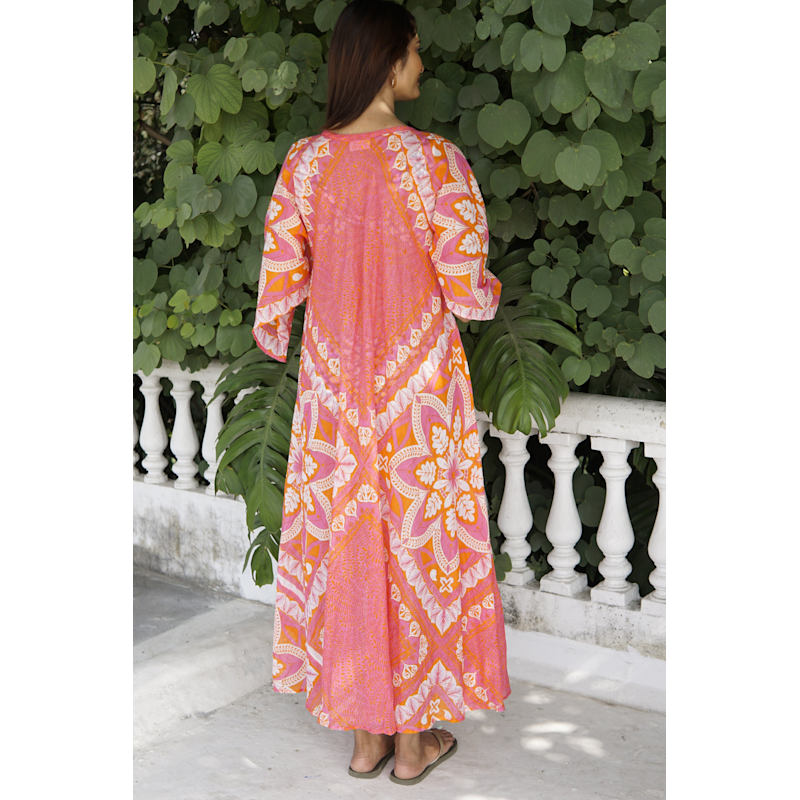 Kaftan dress, Luxury Beach kaftan, Floaty Summer maxi dress Ibiza Orange