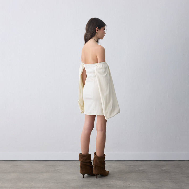 Thumbnail of Kaia Balloon Sleeve Mini Dress - Ecru image