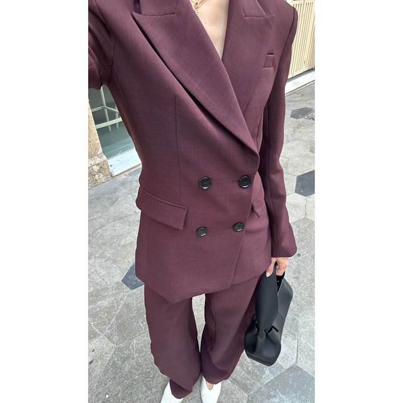 Thumbnail of Kaia Tailored Double Breasted Blazer Jacket - Burgundy image