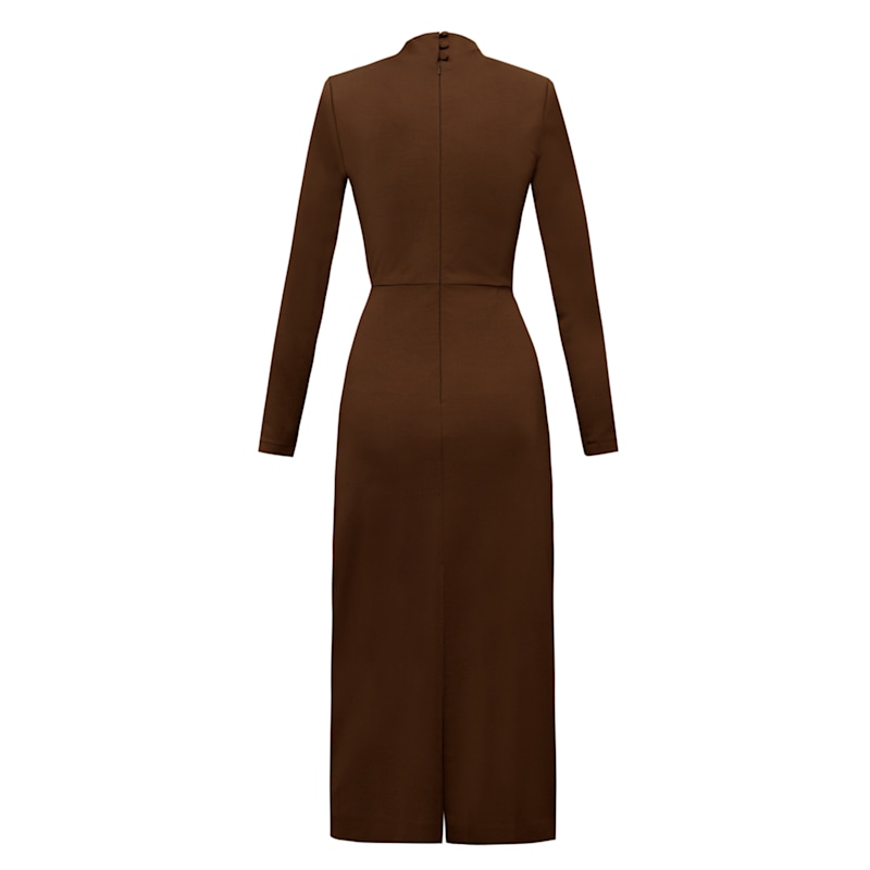 bodycon dress to office Kaira Brown Mini Cocktail And Lyocell Draped | Alina Cernatescu Made from soft Color: Dark Brown BEC & BRIDGE Bec Style:Mamianqun Skirt