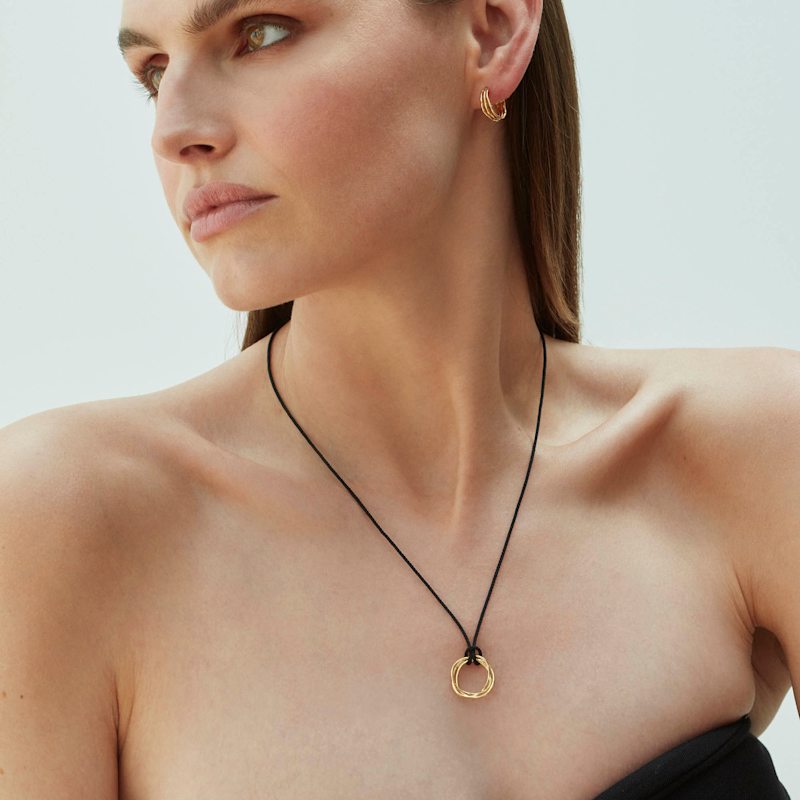 Thumbnail of Karma Circle Cord Necklace Gold image