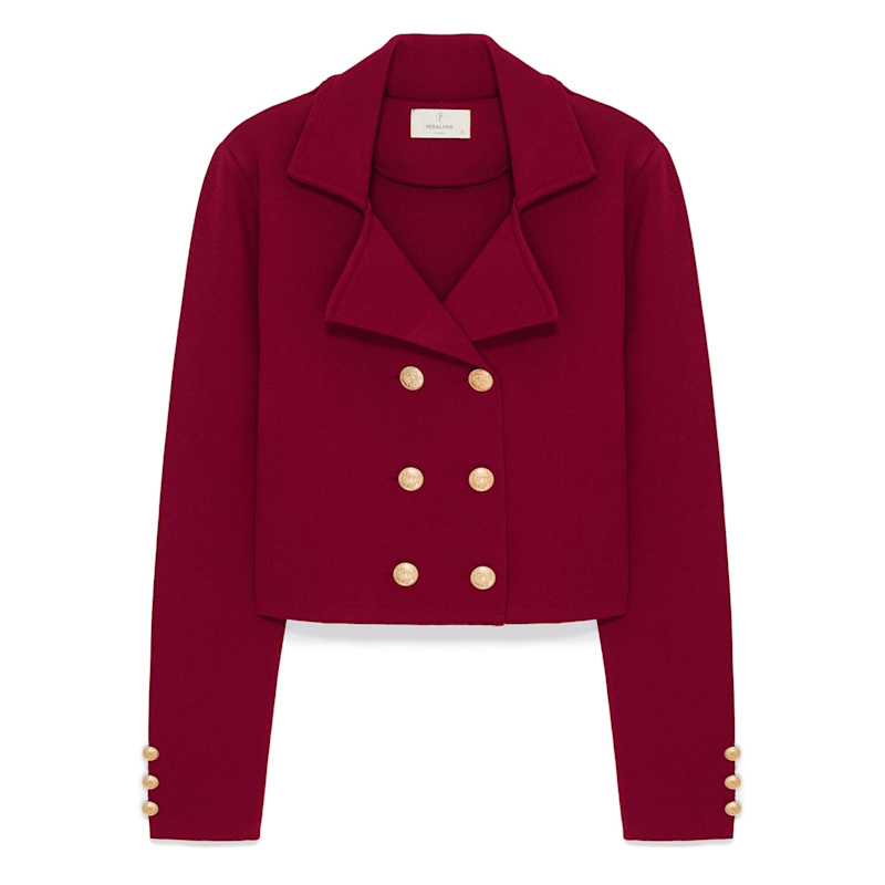 Thumbnail of Kathy Crop Blazer Knit Jacket In Burgundy image