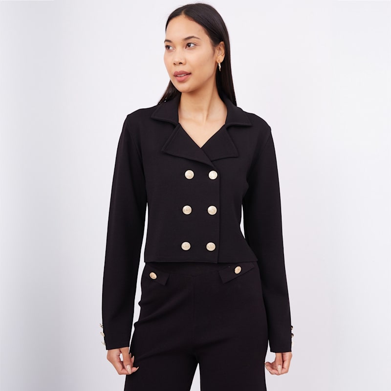 Thumbnail of Kathy Crop Blazer Knit Jacket In Black image