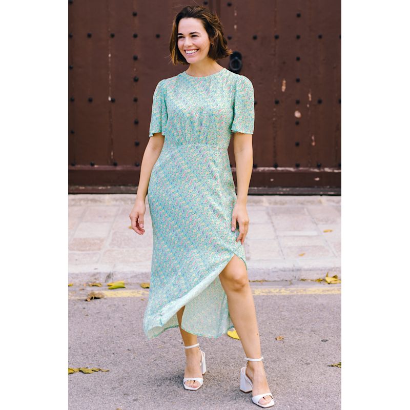 Thumbnail of Kay Midi Tea Dress Off White, Multi, Garden Waves image