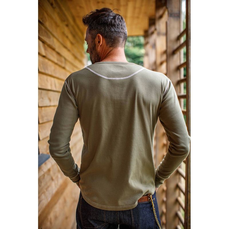 Thumbnail of &Sons The New Elder Henley Shirt Army Green image