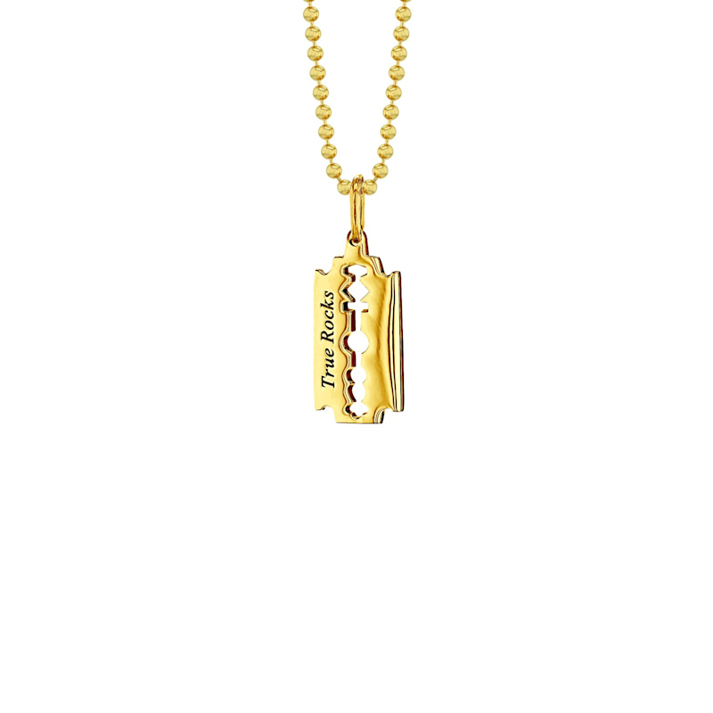 Thumbnail of Razor Blade Pendant 18kt Gold Plated on Bead Chain image