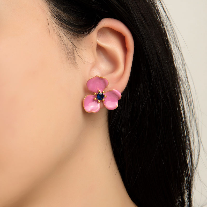 Thumbnail of Fuchsia Pink Petal Flower Earrings image