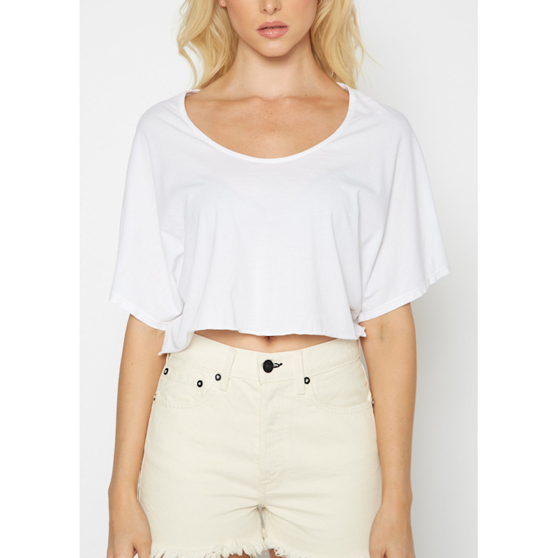 Thumbnail of Slouch Wide Scoop Neck Cropped Tee - White image