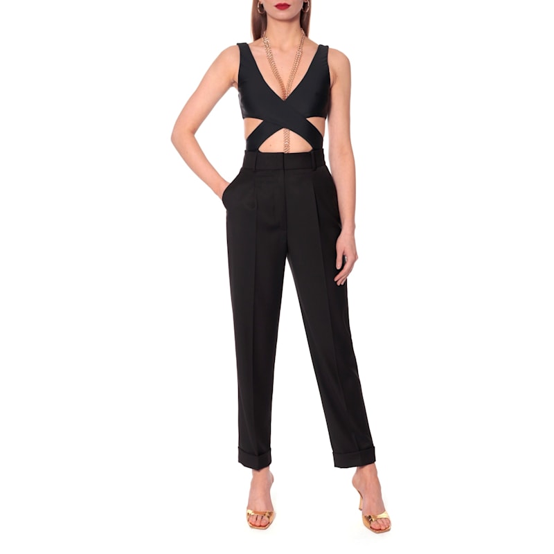Thumbnail of Kelly Rich Black Tailored Trousers With Cuffs image