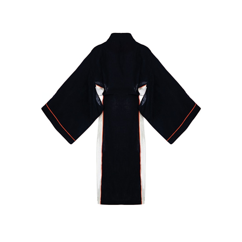 Thumbnail of Keops Linen Blend Fabric With Mesh Detail, Contrast Bias Detail Kimono image